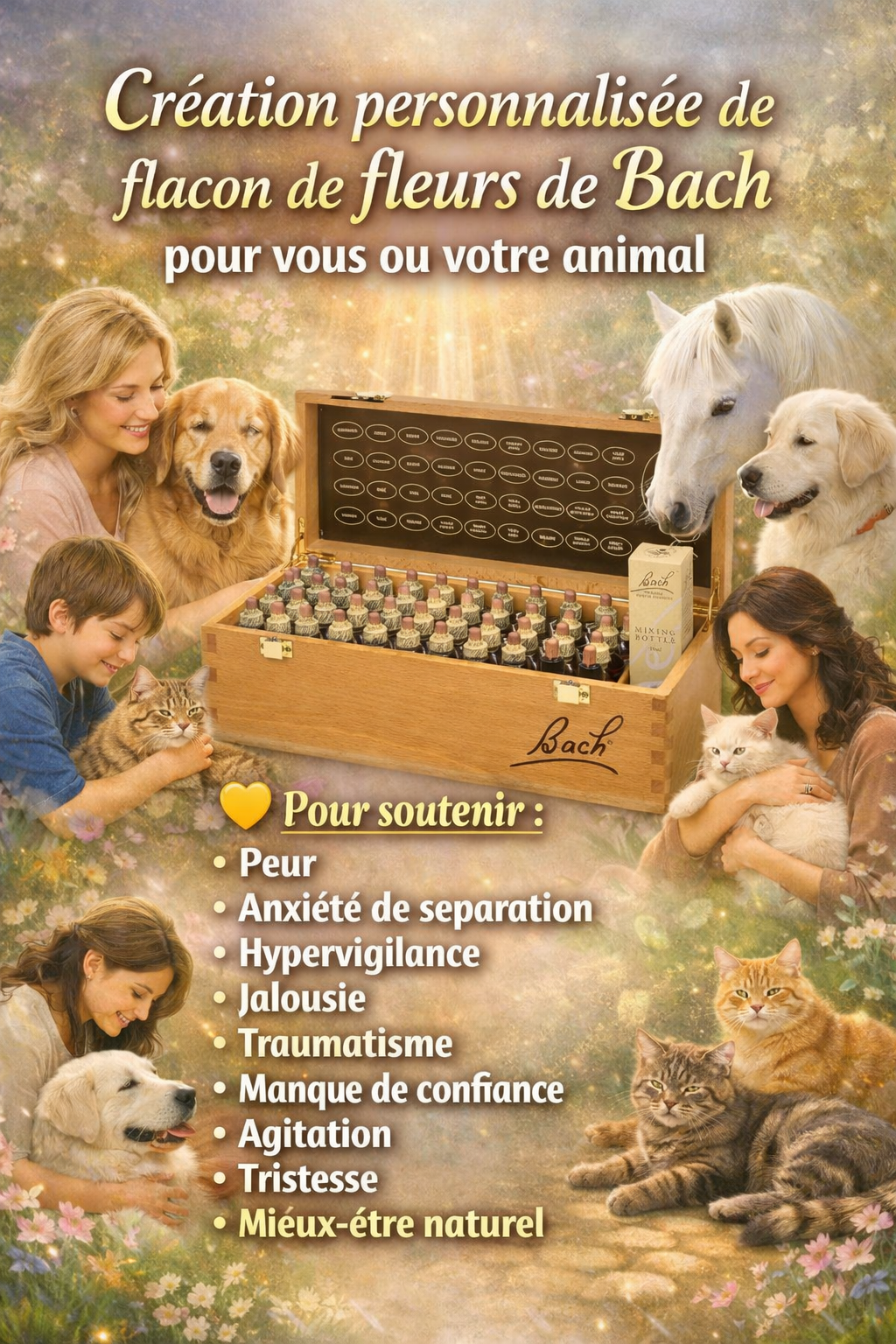 Création personnalisée de fleurs de Bach pour animaux