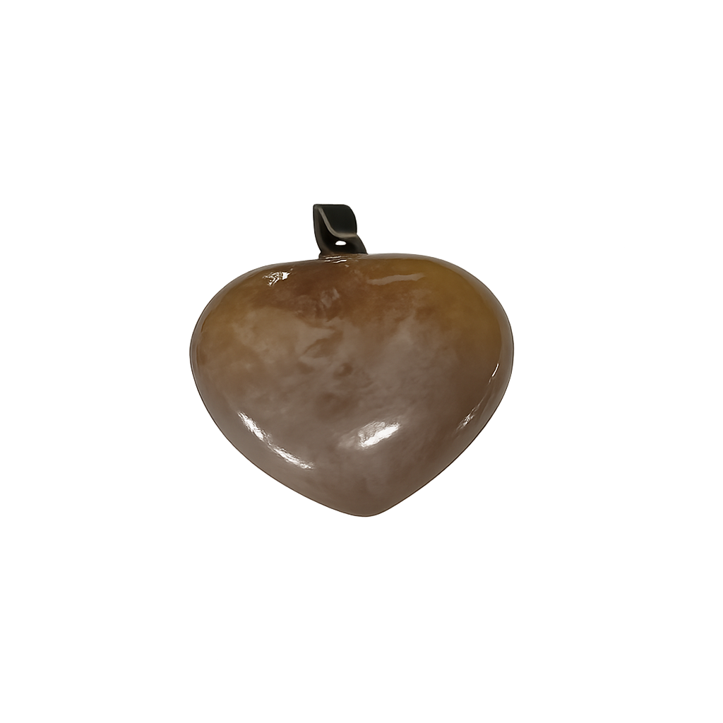 Quartz fumé - Pendentif grand coeur pour animaux