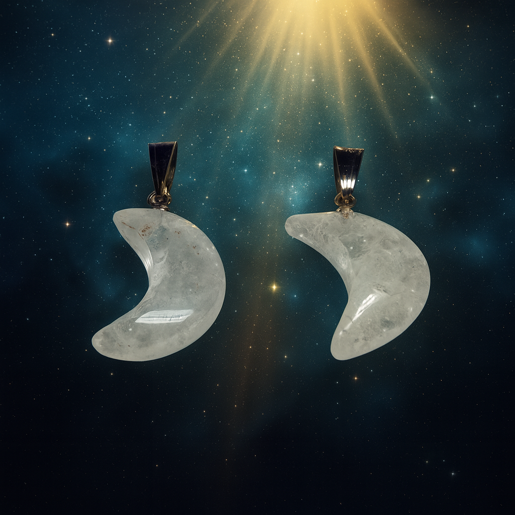 Cristal de roche - Pendentif lune pour animaux