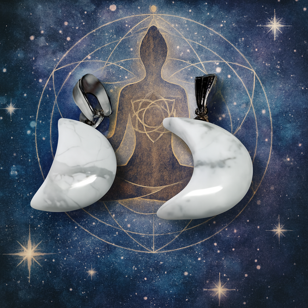 Howlite - Pendentif lune pour animaux