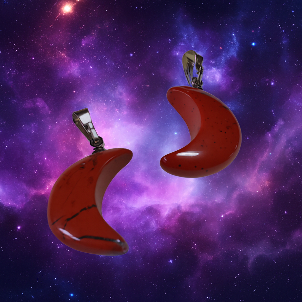 Jaspe rouge - Pendentif lune pour animaux