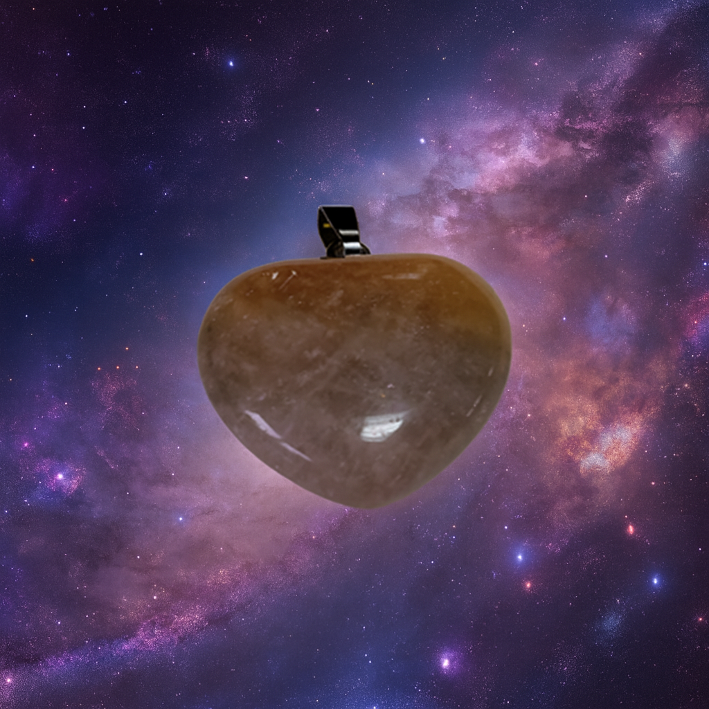 Quartz fumé - Pendentif grand coeur pour animaux