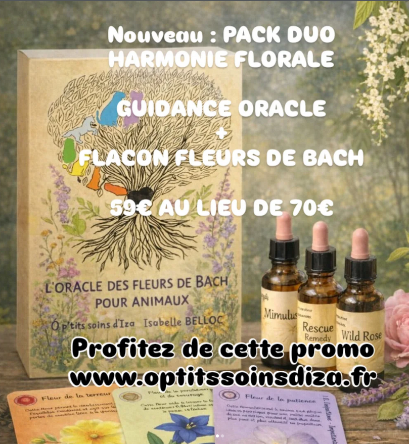 Pack DUO HARMONIE FLORALE  Tirage de cartes personnalisé + flacon fleurs de Bach
